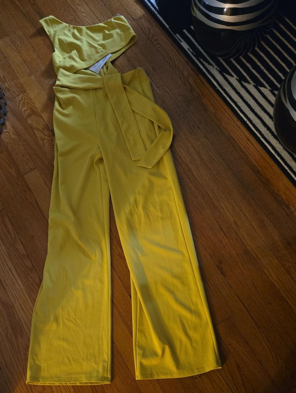 Sleeveless Wide-Leg Jumpsuit with Self-Tie Waist in Yellow